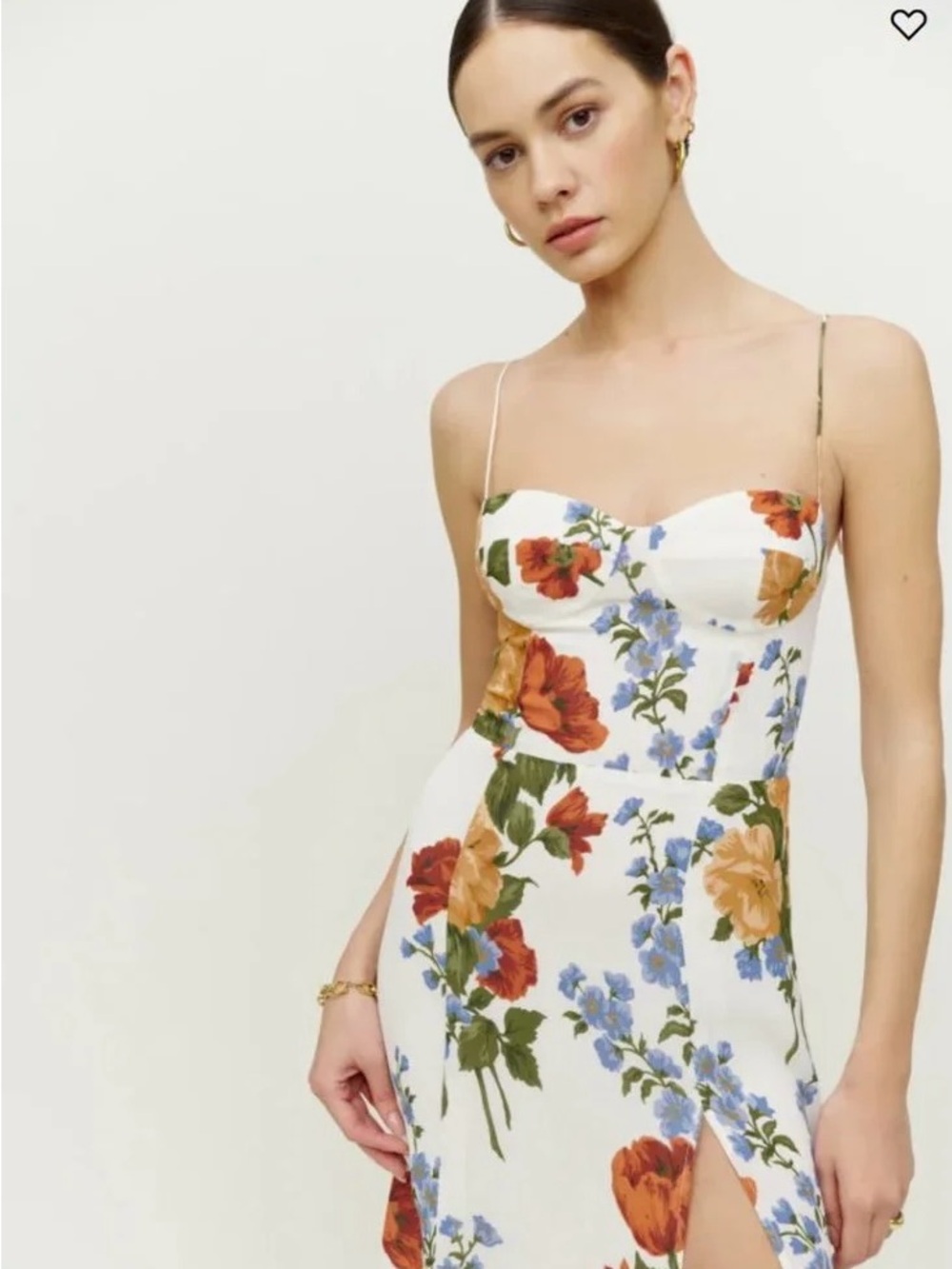Reformation Juliette Midi Dress Formosa Floral Size 10 Sweetheart Tie Strap - Picture 5 of 15